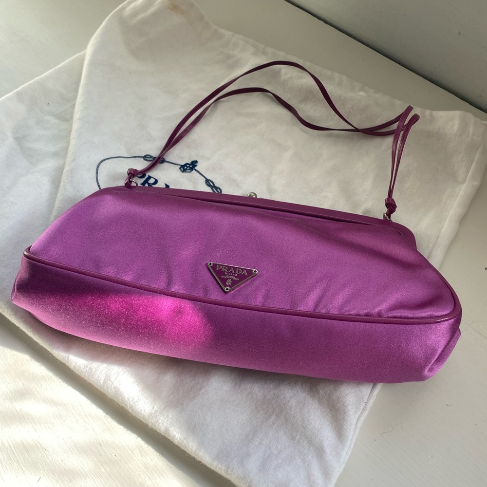 Prada Vintage Vibrant Jeweled Purple Raso Frame Satin Evening Bag